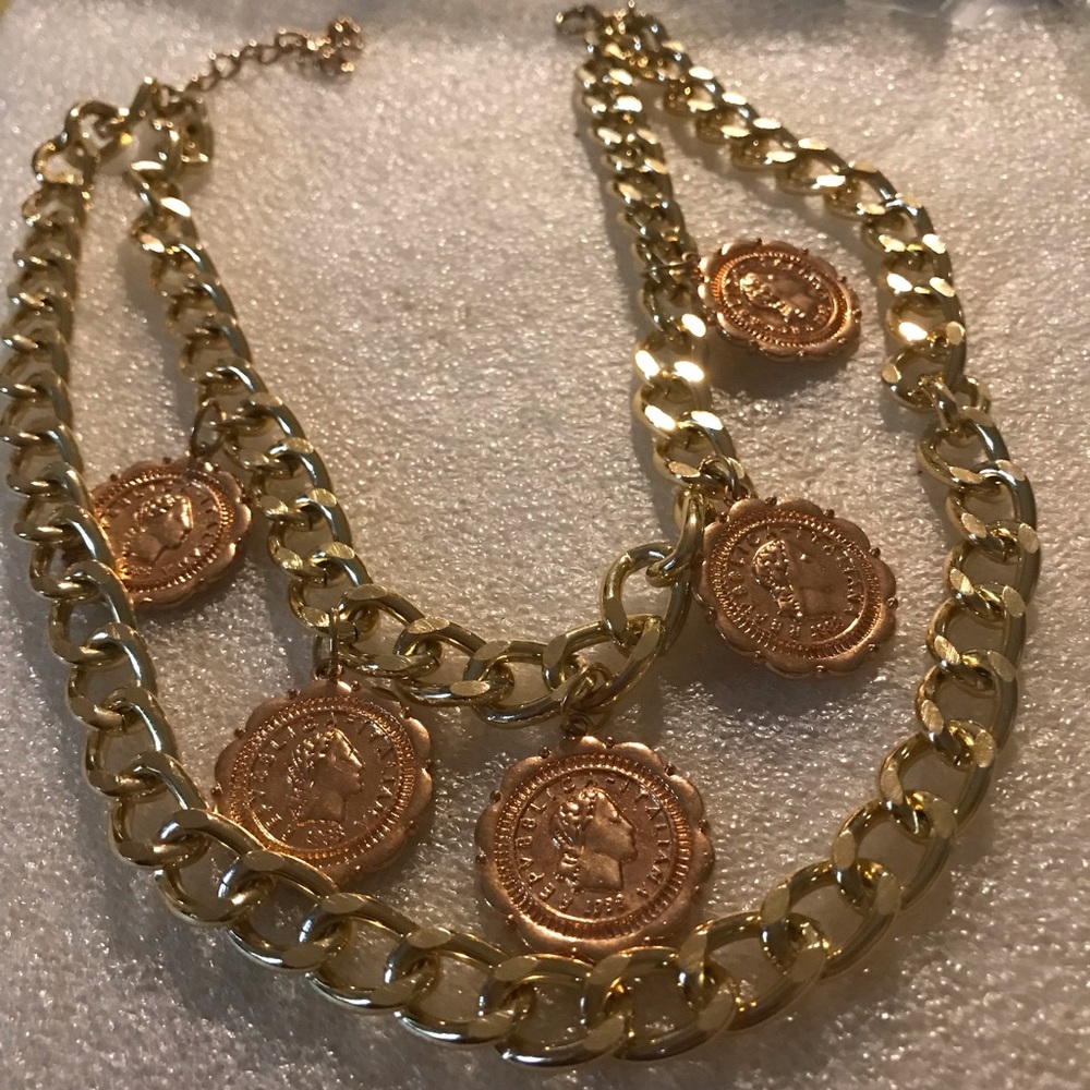 Gold Coin Link Necklace - Women Jewelry